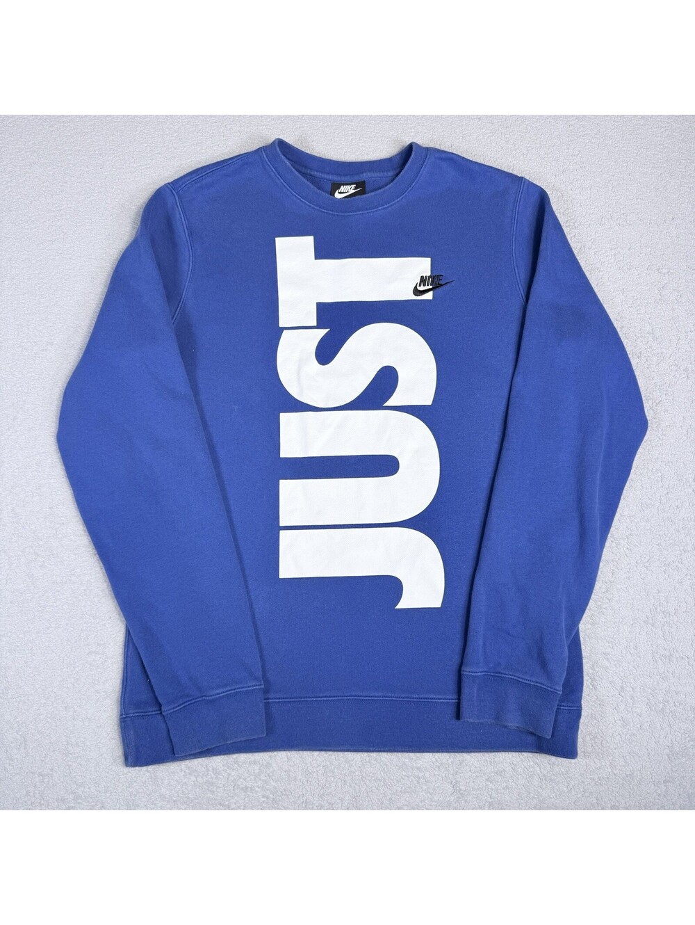 Nike Sweatshirt Mens Medium Blue Crewneck Just Do It Logo Basic‎ Fleece